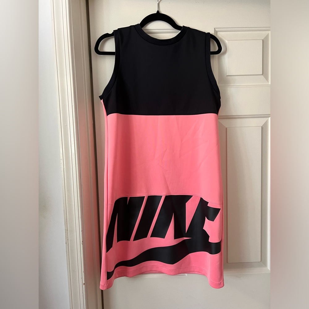 Nike Black and Pink Graphic Logo Dress Small